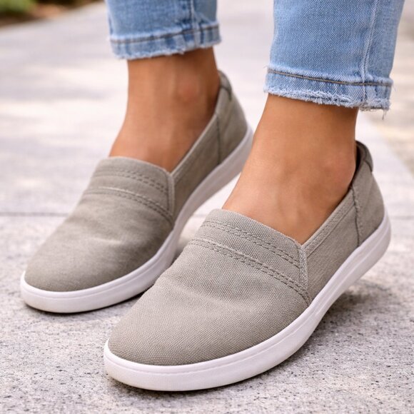Clarks Shoes - Clarks Women’s Size 8 Taupe Canvas Slip-On Shoes | Comfort Casual Sneakers